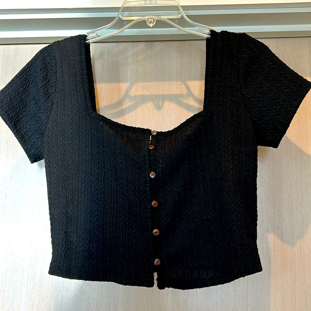 Bozzolo polyester crop top sweater. Black size Large